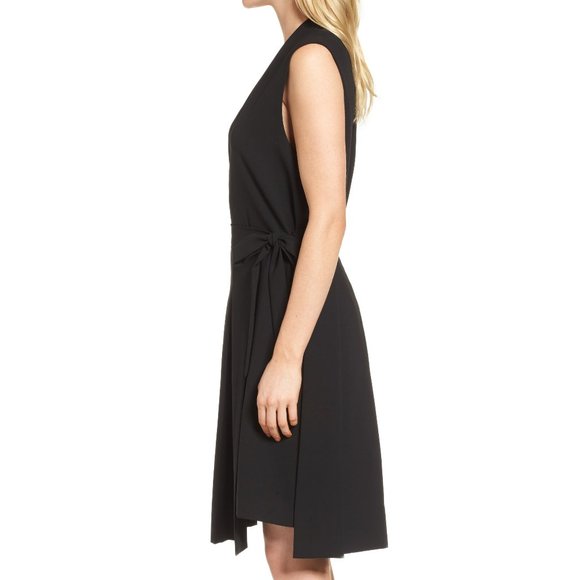 Lewit Asymmetrical Pleated Wrap Overskirt Dress - Picture 2 of 7